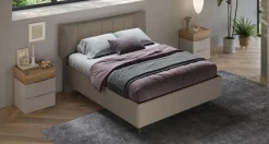 LETTO MATRIMONIALE CONTENITORE MOD. HUG IN TESSUTO TORTORA