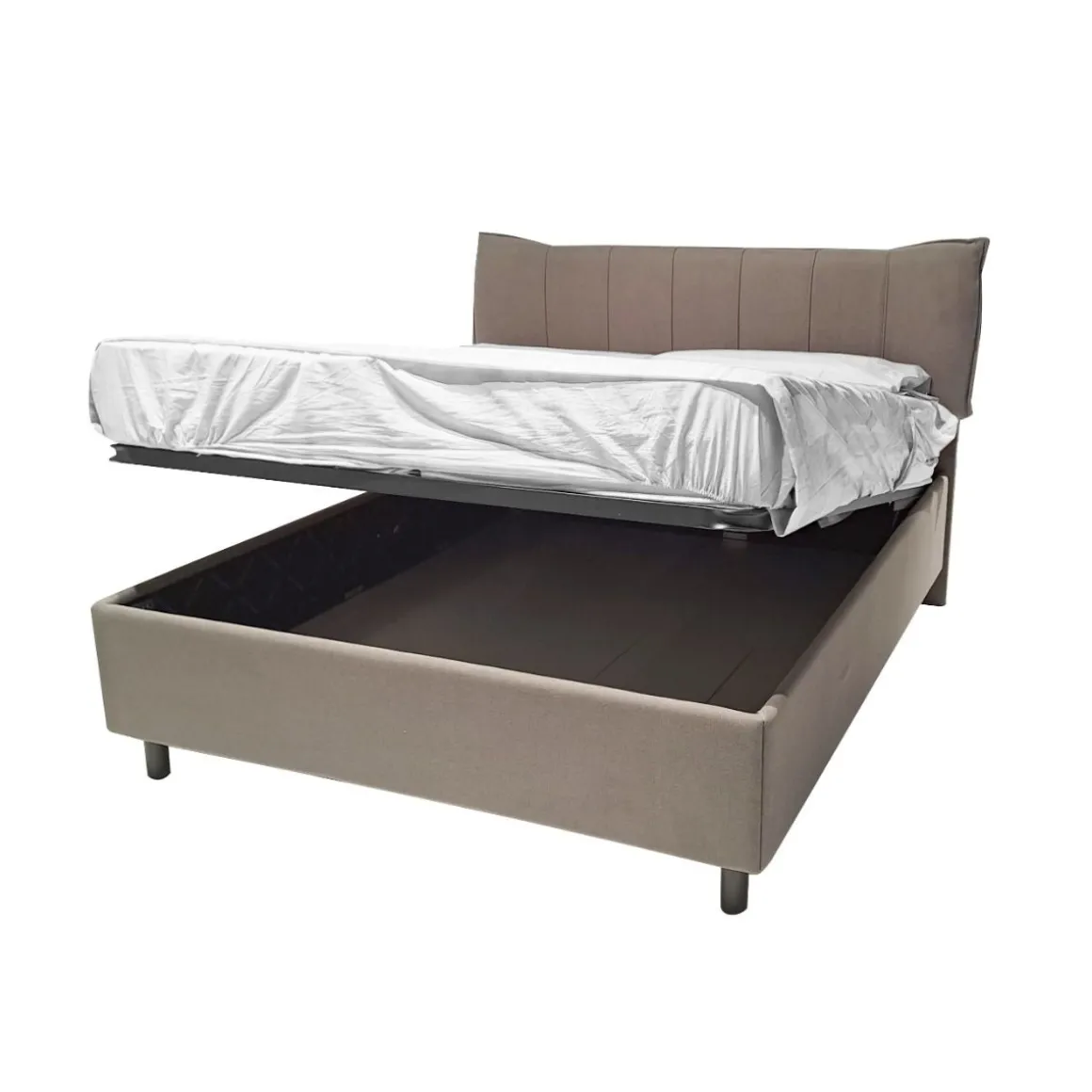 LETTO MATRIMONIALE CONTENITORE MOD. HUG IN TESSUTO TORTORA