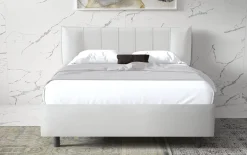 LETTO MATRIMONIALE CONTENITORE MOD. HUG ECOPELLE BIANCA