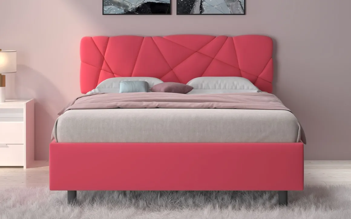 LETTO MATRIMONIALE CONTENITORE MOD. POP TESSUTO LYCRA ROSA