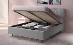 LETTO MATRIMONIALE CONTENITORE MOD. POP TESSUTO LYCRA GRIGIO CHIARO