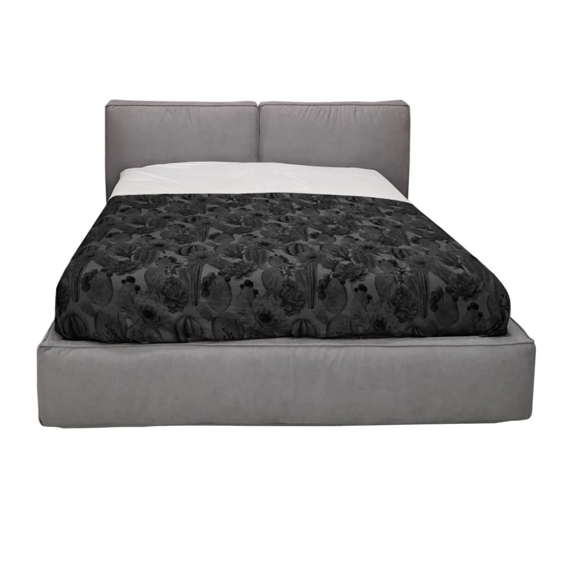 LETTO MATRIMONIALE CONTENITORE MOD. ADELE IN TESSUTO GRIGIO