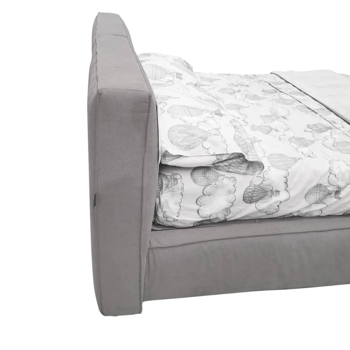 LETTO MATRIMONIALE CONTENITORE MOD. ADELE IN TESSUTO GRIGIO