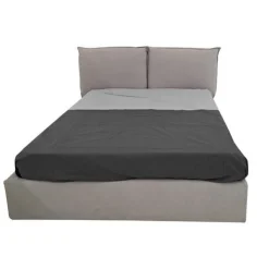 LETTO MATRIMONIALE CONTENITORE MOD. LEILAH IN TESSUTO GRIGIO