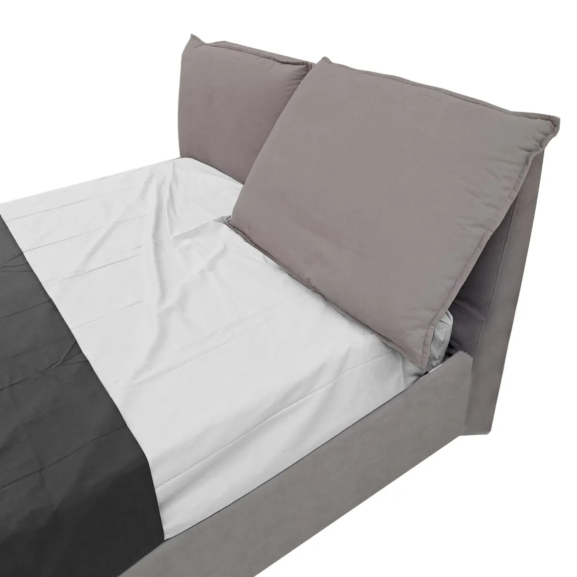 LETTO MATRIMONIALE CONTENITORE MOD. LEILAH IN TESSUTO GRIGIO