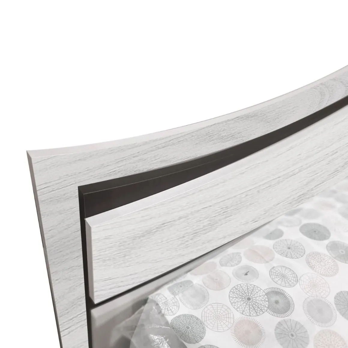 LETTO MATRIMONIALE CONTENITORE KARAKUM OLMO BIANCO ED ECOPELLE BIANCA