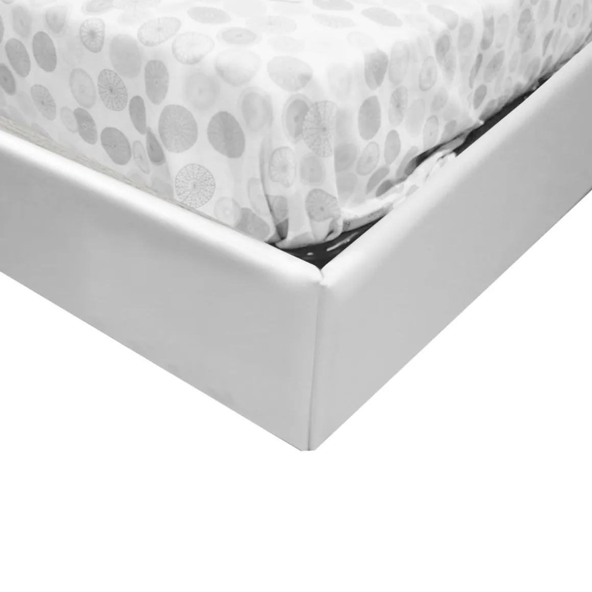 LETTO MATRIMONIALE CONTENITORE KARAKUM OLMO BIANCO ED ECOPELLE BIANCA