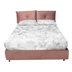 Letto matrimoniale contenitore IRIS in tessuto rosa