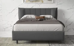 LETTO MATRIMONIALE CONTENITORE MOD. HUG TESSUTO FUMO