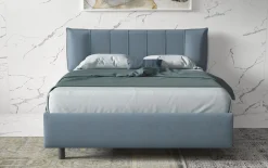 LETTO MATRIMONIALE CONTENITORE MOD. HUG TESSUTO AZZURRO POLVERE