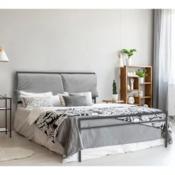 LETTO MATRIMONIALE GIROLETTO MOD. UP GRIGIO POLVERE CON CUSCINI