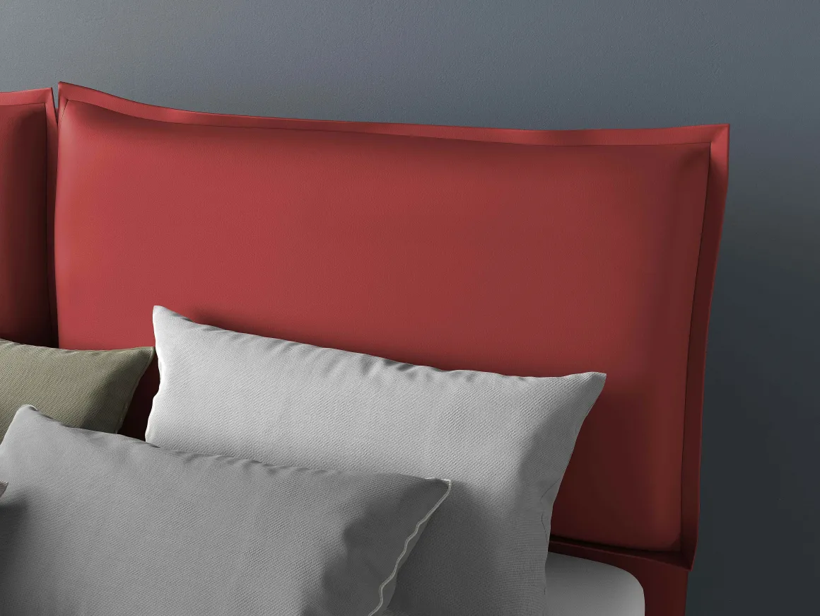 Letto matrimoniale in ecopelle rossa modello LOTO con contenitore
