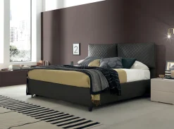 Letto matrimoniale in ecopelle nera modello KATO