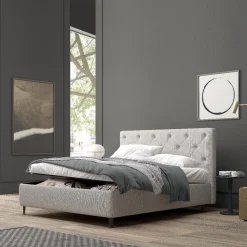 Letto matrimoniale in ecopelle con contenitore