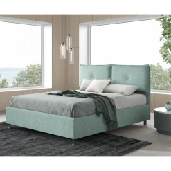 LETTO MATRIMONIALE IN TESSUTO VERDE ACQUA