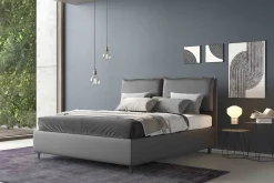 Letto matrimoniale LOTO in ecopelle grigia