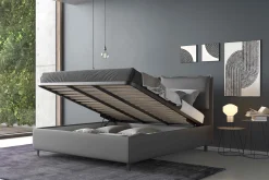 Letto matrimoniale LOTO in ecopelle grigia