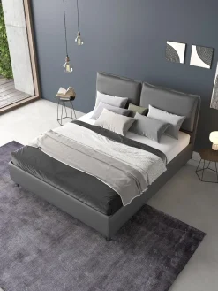 Letto matrimoniale LOTO in ecopelle grigia