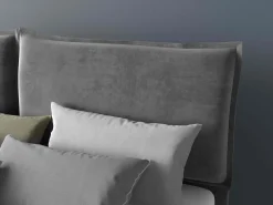 Letto matrimoniale LOTO in tessuto grigio con contenitore