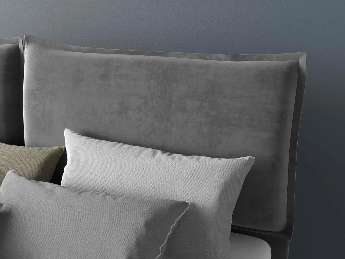Letto matrimoniale LOTO in tessuto grigio con contenitore