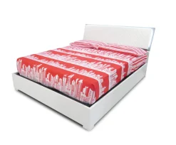 Letto matrimoniale MILA con contenitore in frassino bianco e cemento