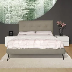 LETTO MATRIMONIALE MOD. SIMPLE CON GIROLETTO IN TESSUTO ECONABUK GRIGIO