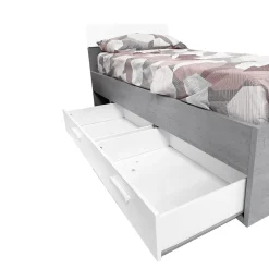 LETTO 1 PIAZZA E 1/2 CON GIROLETTO MOD. MIPIACE CEMENTO E BIANCO LUCIDO