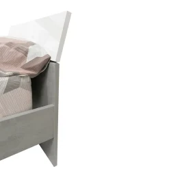 LETTO 1 PIAZZA E 1/2 CON GIROLETTO MOD. MIPIACE CEMENTO E BIANCO LUCIDO