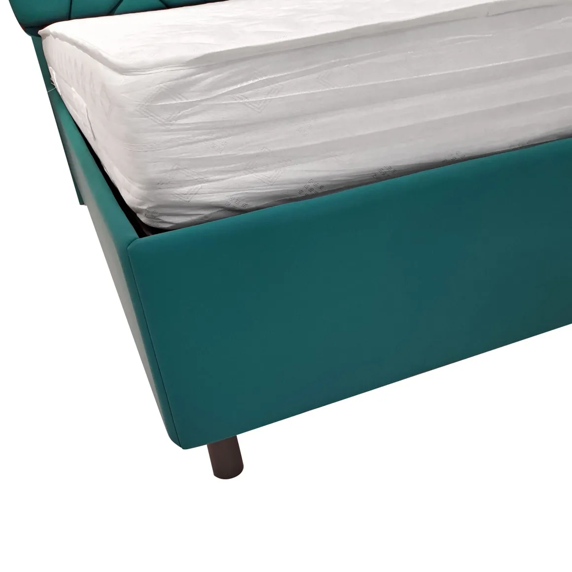 LETTO 1 PIAZZA E MEZZA CONTENITORE MOD. POP IN TESSUTO LYCRA VERDE PETROLIO