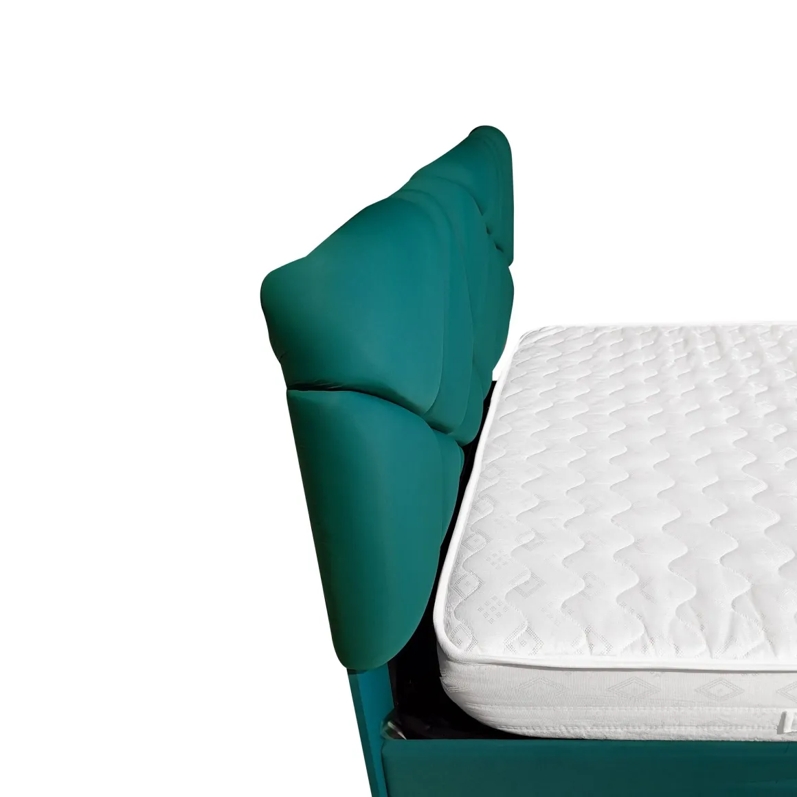 LETTO 1 PIAZZA E MEZZA CONTENITORE MOD. POP IN TESSUTO LYCRA VERDE PETROLIO