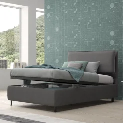 LETTO 1 PIAZZA E MEZZA CONTENITORE IN TESSUTO GRIGIO SCURO