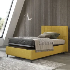 LETTO 1 PIAZZA E MEZZA CONTENITORE IN TESSUTO SENAPE