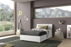 LETTO 1 PIAZZA E MEZZA CONTENITORE BIANCO FRASSINATO