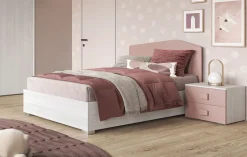 LETTO 1 PIAZZA E 1/2 MOD.EDDY CON CONTENITORE NORDICO E ROSA