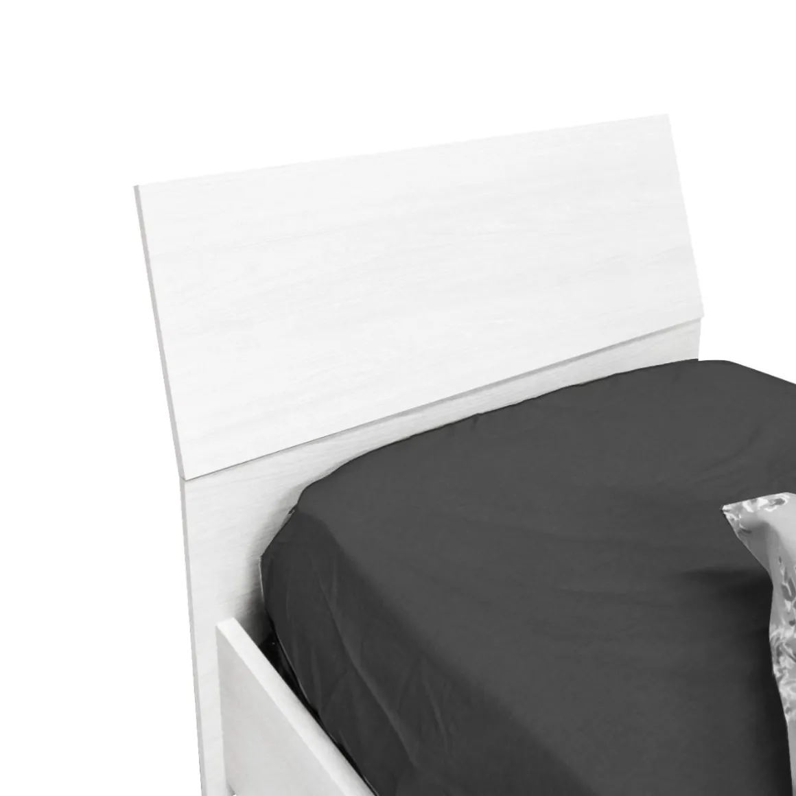 LETTO SINGOLO CON CONTENITORE BIANCO FRASSINATO