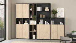 LIBRERIA COMPLETA MOD. SIGN GRIGIO OPACO E JACKSON HICHORY