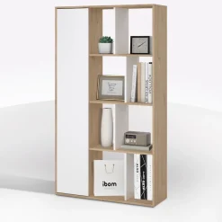 LIBRERIA MODELLO MAZE JACKSON HICKORY E BIANCO LUCIDO