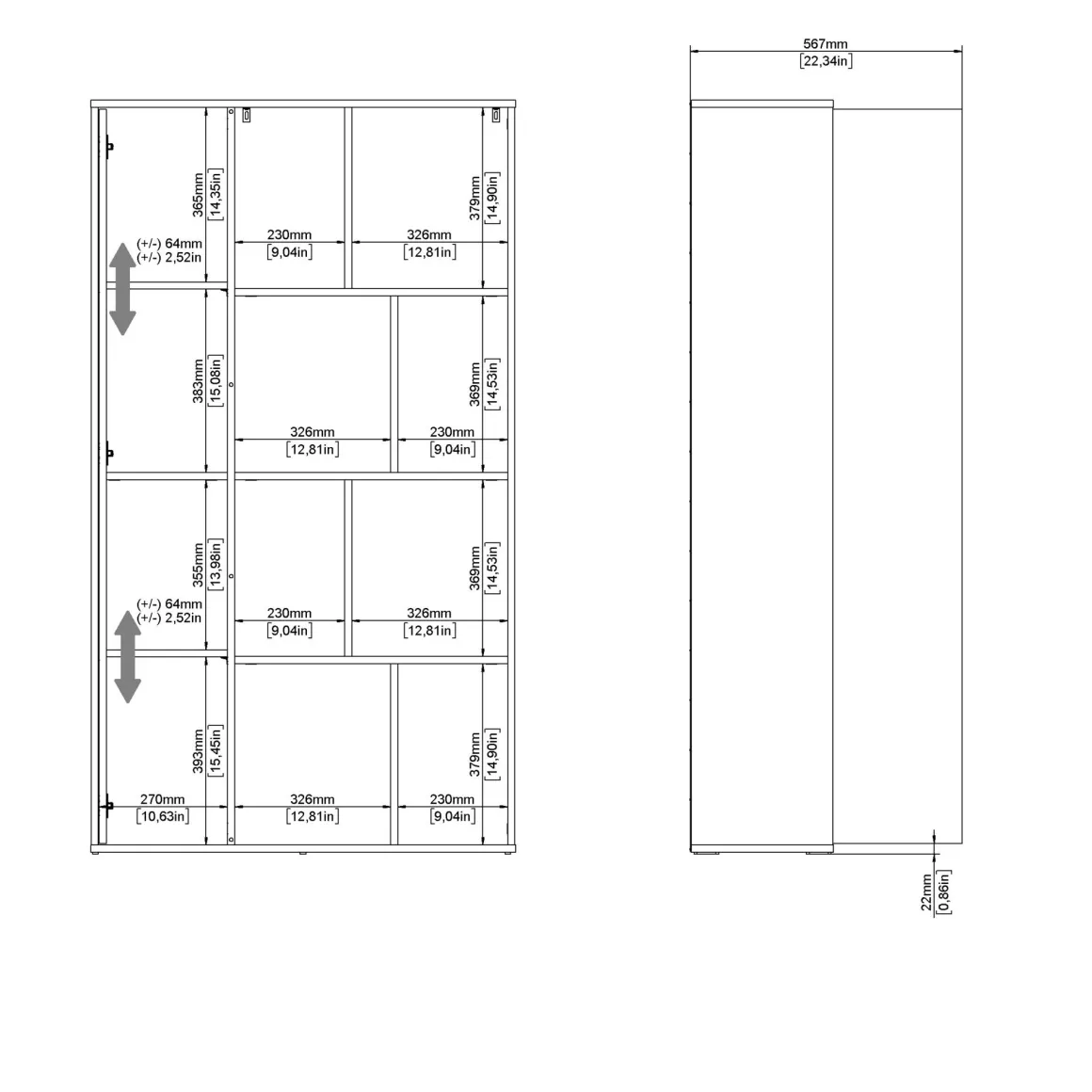 LIBRERIA MODELLO MAZE JACKSON HICKORY E BIANCO LUCIDO