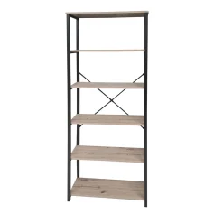 LIBRERIA CM 80X30 H.180 ROVERE NODATO E METALLO NERO : vendita online LIBRERIA CM 80X30 H.180 ROVERE NODATO E METALLO NERO in offerta