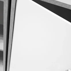 Libreria con ante: libreria con ante beton e bianco frassinato