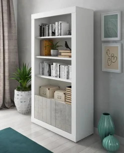 LIBRERIA REVEN BIANCO FRASSINATO E CEMENTO: vendita online LIBRERIA REVEN BIANCO FRASSINATO E CEMENTO in offerta