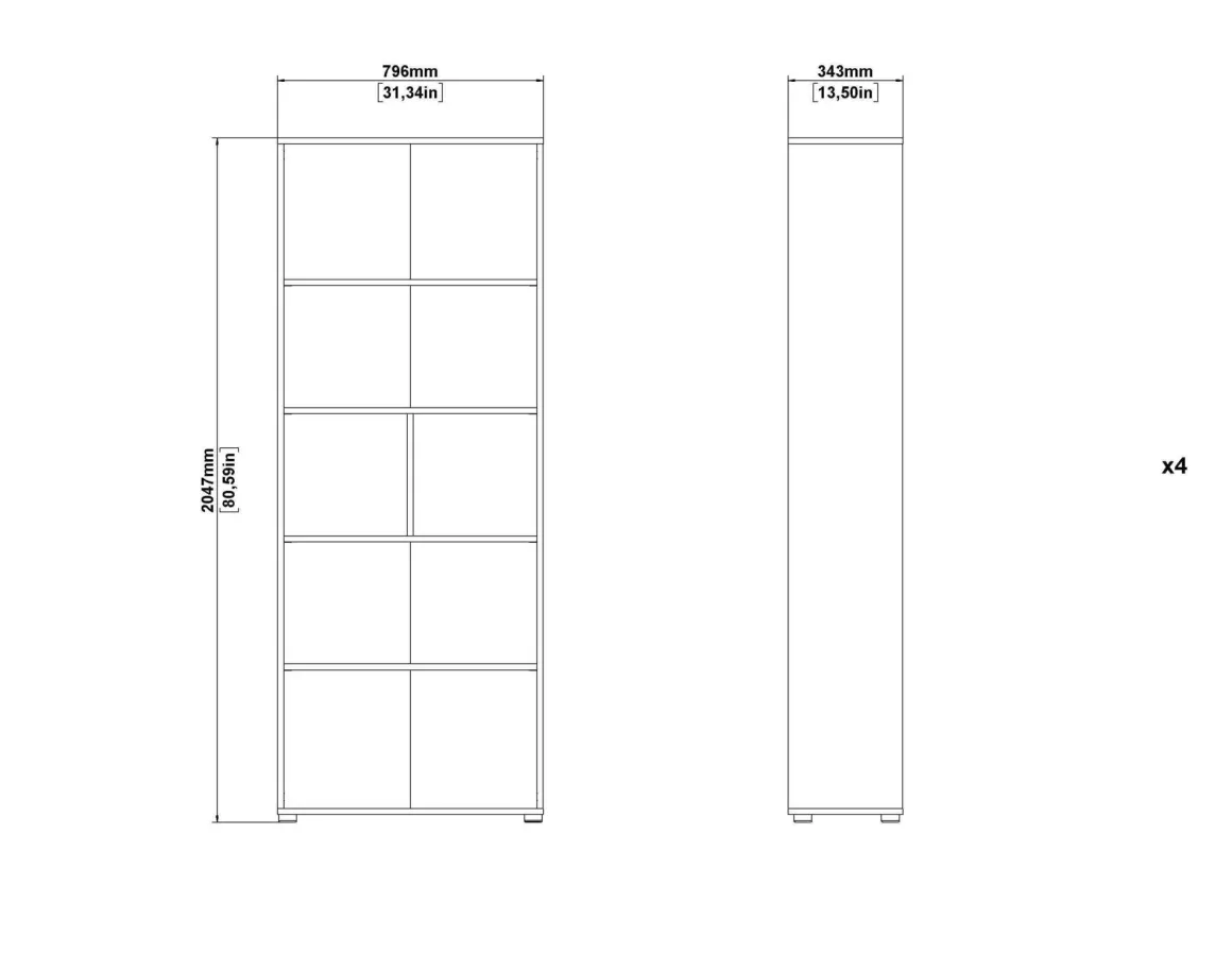 LIBRERIA SIGN CM 79.6X34.3 H. 207.7 GRIGIO OPACO: vendita online LIBRERIA SIGN CM 79.6X34.3 H. 207.7 GRIGIO OPACO in offerta