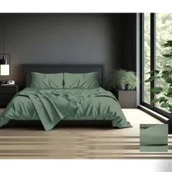 LINEA BRIGHT - COMPLETO LETTO 2 PIAZZE IN RASO DI COTONE VERDONE: vendita online LINEA BRIGHT - COMPLETO LETTO 2 PIAZZE IN RASO DI COTONE VERDONE in offerta
