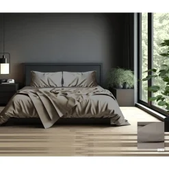 LINEA BRIGHT - COMPLETO LETTO 2 PIAZZE IN RASO DI COTONE TORTORA: vendita online LINEA BRIGHT - COMPLETO LETTO 2 PIAZZE IN RASO DI COTONE TORTORA in offerta