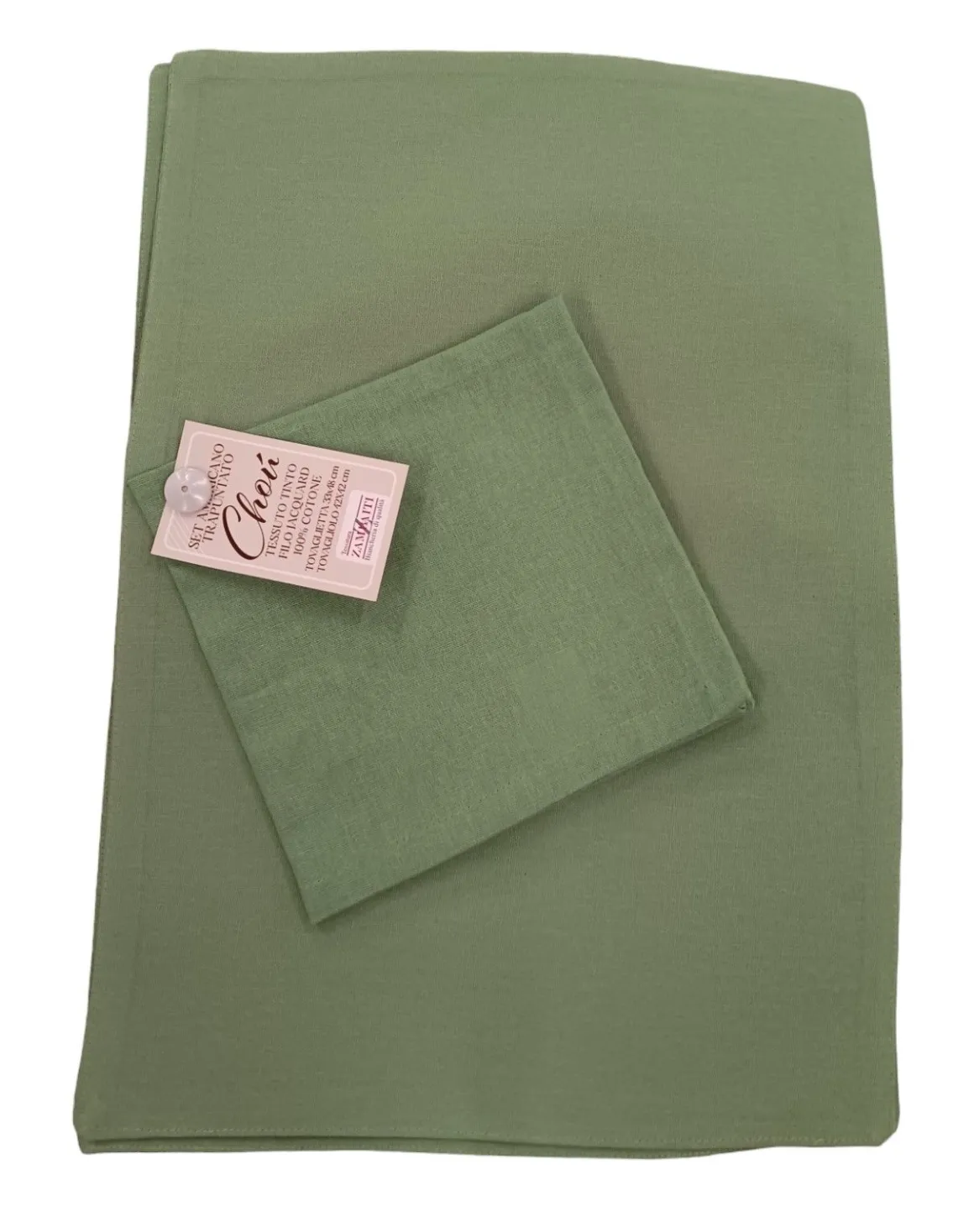 LINEA CHOU - SET AMERICANO IN COTONE TRAPUNTATO VERDE: vendita online LINEA CHOU - SET AMERICANO IN COTONE TRAPUNTATO VERDE in offerta
