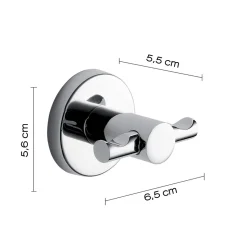 LINEA FELCE - APPENDIABITI 2 POSTI CROMATO IN ACCIAIO INOX 6,5X5,5X5,6CM