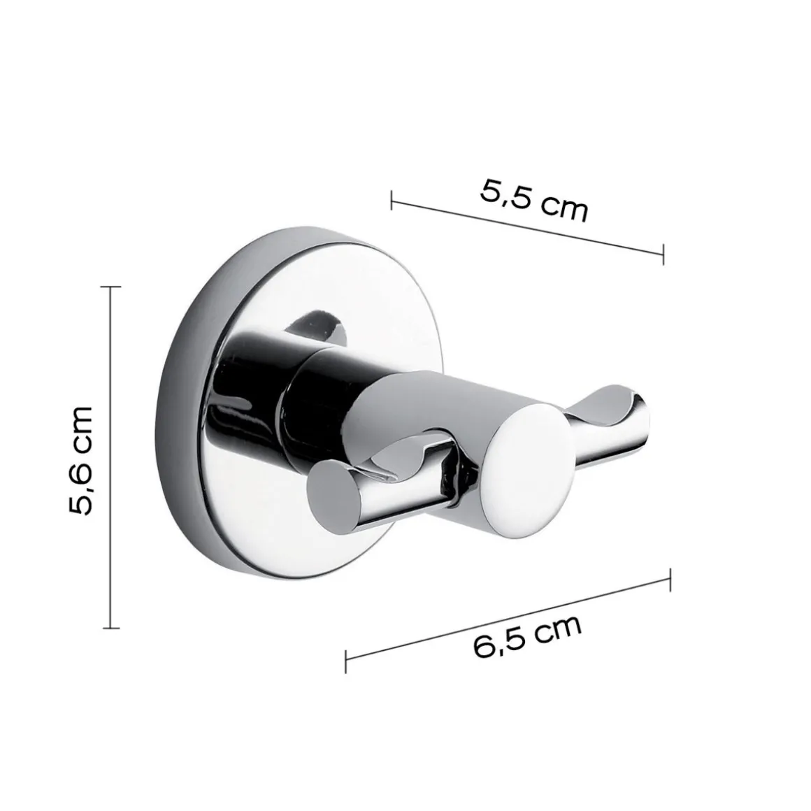 LINEA FELCE - APPENDIABITI 2 POSTI CROMATO IN ACCIAIO INOX 6,5X5,5X5,6CM
