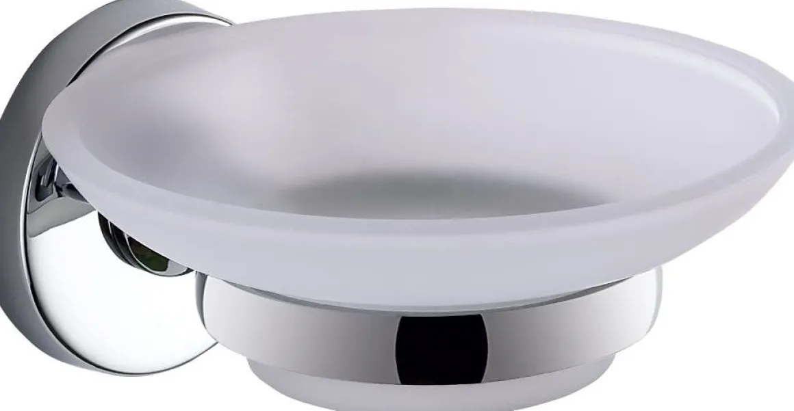 LINEA FELCE - PORTA SAPONE CROMATO E BIANCO SATINATO 11X12,5X5,6CM