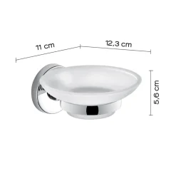 LINEA FELCE - PORTA SAPONE CROMATO E BIANCO SATINATO 11X12,5X5,6CM