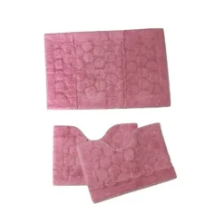LINEA FOGLIA - PARURE 3PZ TAPPETINI BAGNO ROSA : vendita online LINEA FOGLIA - PARURE 3PZ TAPPETINI BAGNO ROSA in offerta